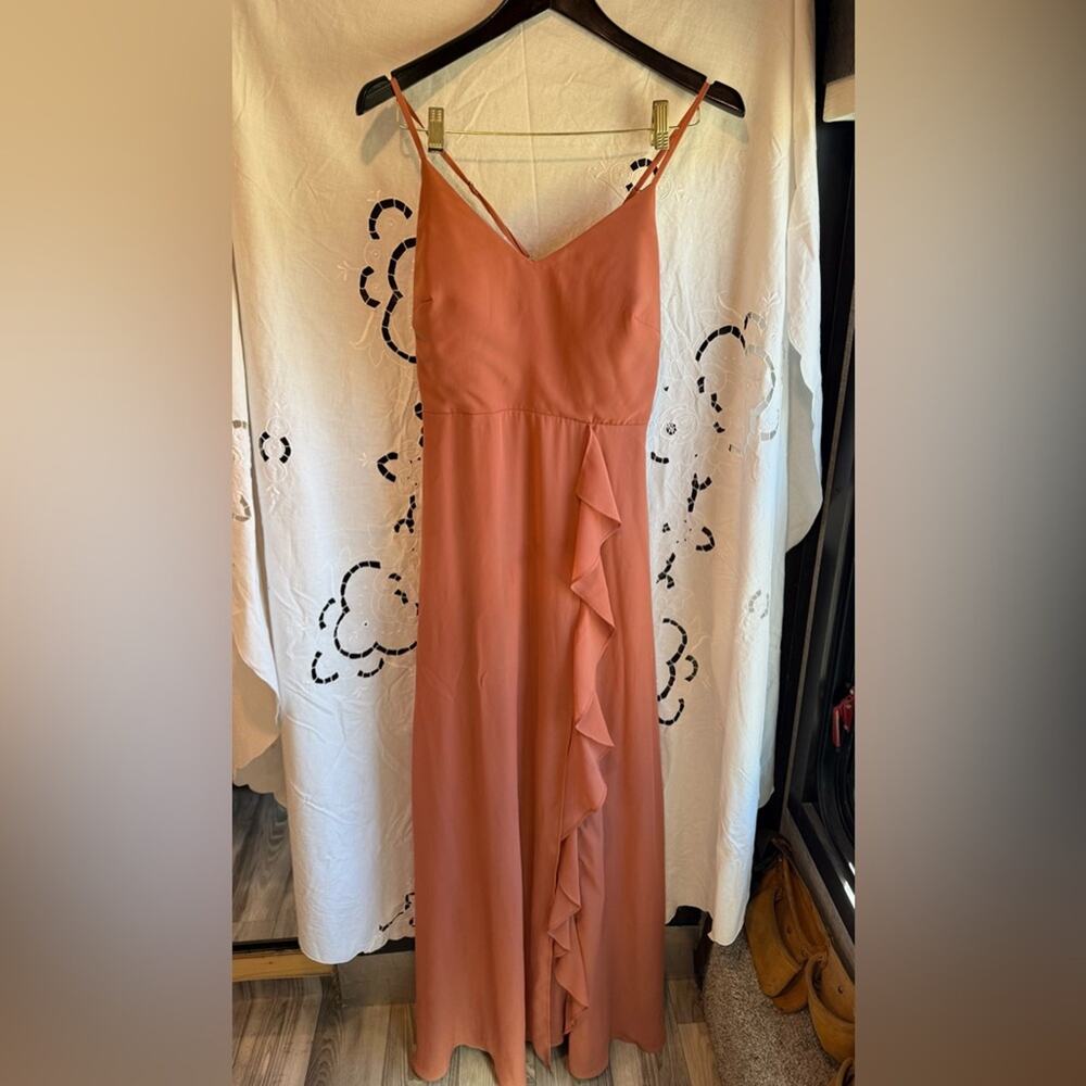 Birdy Grey Terracotta samon padded top bridesmaids Maxi Dress size M